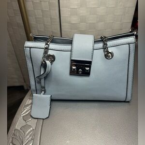Guess Blue and Silver Shoulder Bag